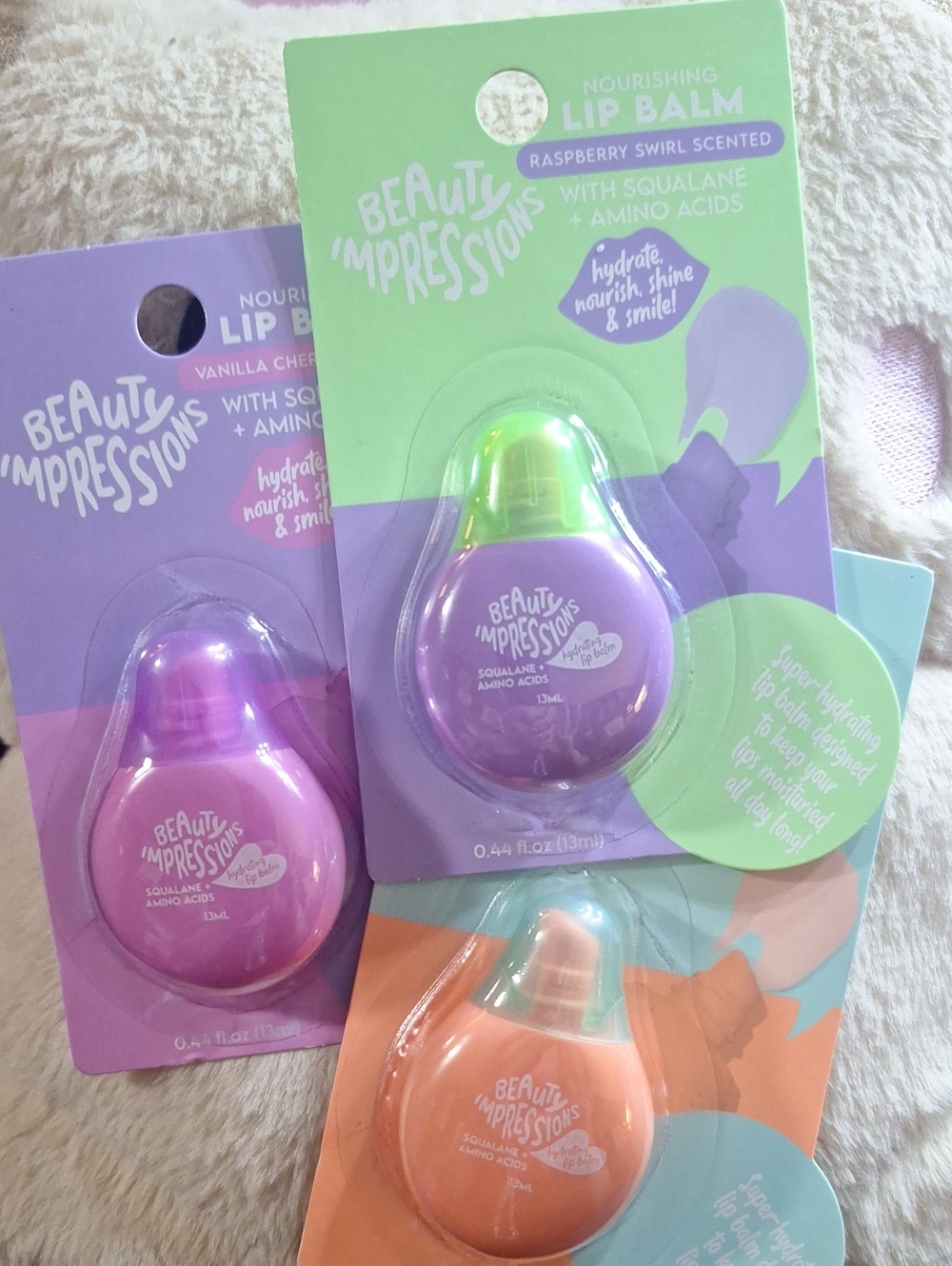 Impressions Lip Balm Trio – Purple, Lavender & Peach Tones